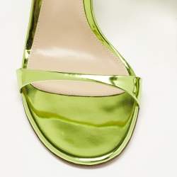 Pre Owned Gianvito Rossi Metallic Green Leather Aura Sandals Size 40