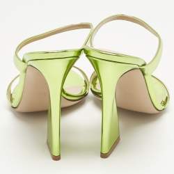 Pre Owned Gianvito Rossi Metallic Green Leather Aura Sandals Size 40