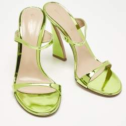 Pre Owned Gianvito Rossi Metallic Green Leather Aura Sandals Size 40