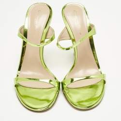 Pre Owned Gianvito Rossi Metallic Green Leather Aura Sandals Size 40
