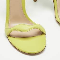 Pre Owned Gianvito Rossi Green Leather Wavy Ankle Tie Sandals Size 37