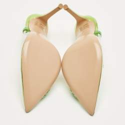 Pre Owned Gianvito Rossi Transparent/Green PVC and Suede Embellished Hortensia Pumps Size 38
