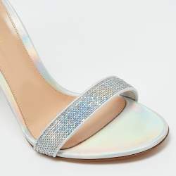 Pre Owned Gianvito Rossi Silver Sequins Portofino Ankle Strap Sandals Size 41.5