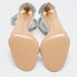 Pre Owned Gianvito Rossi Silver Sequins Portofino Ankle Strap Sandals Size 41.5