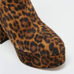 Pre Owned Gianvito Rossi Brown Leopard Print Suede Holly Ankle Boots Size 40