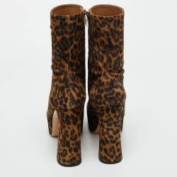 Pre Owned Gianvito Rossi Brown Leopard Print Suede Holly Ankle Boots Size 41