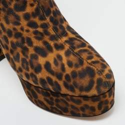 Pre Owned Gianvito Rossi Brown Leopard Print Suede Holly Ankle Boots Size 41