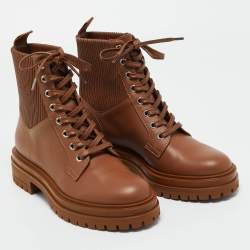 مملوكة مسبقًا حذاء بوت للكاحل جيانفيتو روسي قماش وجلد أسود مقاس 41