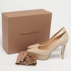 Pre Owned Gianvito Rossi Beige Leather Dahsha Platform Pumps Size 41