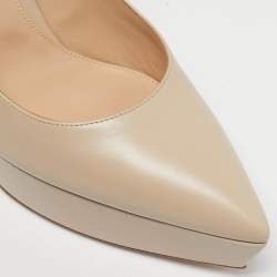 Pre Owned Gianvito Rossi Beige Leather Dahsha Platform Pumps Size 41