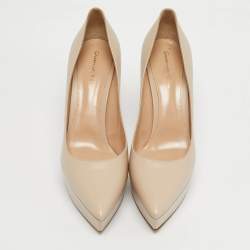 Pre Owned Gianvito Rossi Beige Leather Dahsha Platform Pumps Size 41