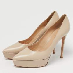 Pre Owned Gianvito Rossi Beige Leather Dahsha Platform Pumps Size 41