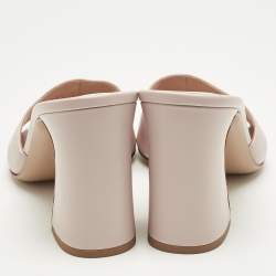 Pre Owned Gianvito Rossi Light Pink Leather Curved Heel Slide Sandals Size 38.5