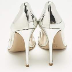 Pre Owned Gianvito Rossi Silver Patent Leather and PVC Plexi Pumps Size 41