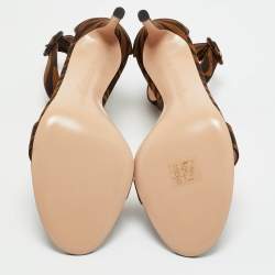 Pre Owned Gianvito Rossi Brown Zebra Print Suede Portofino Sandals Size 41