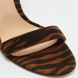 Pre Owned Gianvito Rossi Brown Zebra Print Suede Portofino Sandals Size 41