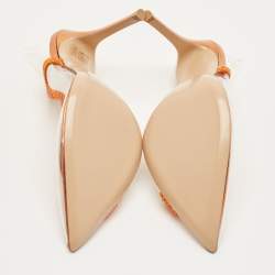 Pre Owned Gianvito Rossi Transparent/Orange PVC and Suede Embellished Hortensia Pumps Size 39.5