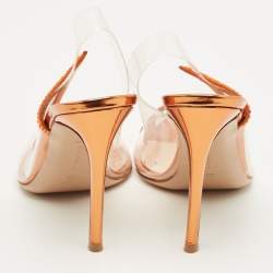 Pre Owned Gianvito Rossi Transparent/Orange PVC and Suede Embellished Hortensia Pumps Size 39.5