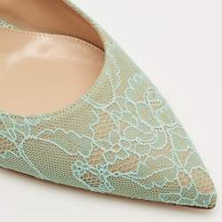 Pre Owned Gianvito Rossi Light Green Lace Irene Ankle Tie Pumps Size 39