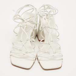 Pre Owned Gianvito Rossi White Leather Minas Sandals Size 37
