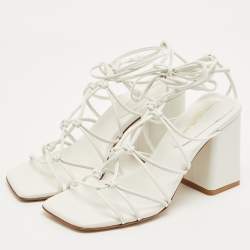 Pre Owned Gianvito Rossi White Leather Minas Sandals Size 37
