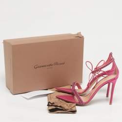 Pre Owned Gianvito Rossi Pink Satin Embellished Montecarlo Sandals Size 39