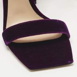 Pre Owned Gianvito Rossi Purple Velvet Portofino Ankle Strap Sandals Size 38