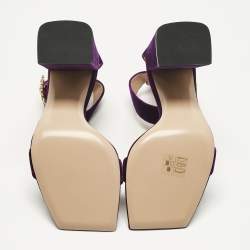 Pre Owned Gianvito Rossi Purple Velvet Portofino Ankle Strap Sandals Size 38