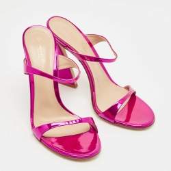 Pre Owned Gianvito Rossi Metallic Pink Leather Aura Sandals Size 38.5