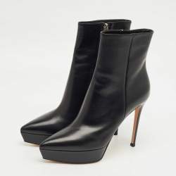 Pre Owned Gianvito Rossi Black Leather Dasha Platform Booties Size 40
