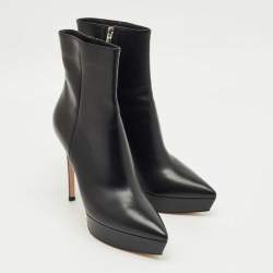 Pre Owned Gianvito Rossi Black Leather Dasha Platform Booties Size 40