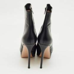 Pre Owned Gianvito Rossi Black Leather Dasha Platform Booties Size 40