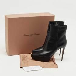 Pre Owned Gianvito Rossi Black Leather Dasha Platform Booties Size 40
