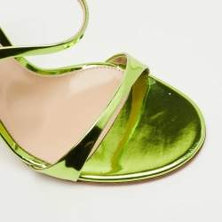 Pre Owned Gianvito Rossi Metallic Green Leather Aura Sandals Size 38
