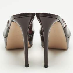 Pre Owned Gianvito Rossi Burgundy PVC Betty Platform Mules Size 40