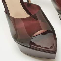 Pre Owned Gianvito Rossi Burgundy PVC Betty Platform Mules Size 40