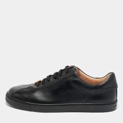 Pre Owned Gianvito Rossi Black Leather Ribbon Low Top Sneakers Size 39