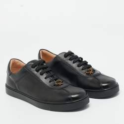 Pre Owned Gianvito Rossi Black Leather Ribbon Low Top Sneakers Size 39