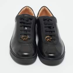 Pre Owned Gianvito Rossi Black Leather Ribbon Low Top Sneakers Size 39