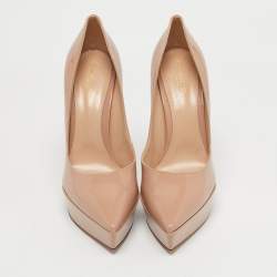 Pre Owned Gianvito Rossi Beige Patent Leather Dasha Platform Pumps Size 41