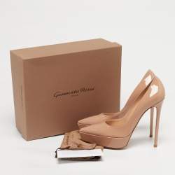 Pre Owned Gianvito Rossi Beige Patent Leather Dasha Platform Pumps Size 41