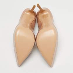 Pre Owned Gianvito Rossi Beige Patent Leather Dasha Platform Pumps Size 41