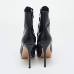 Pre Owned Gianvito Rossi Black Leather Dasha Platform Booties Size 39.5