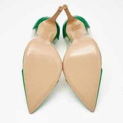 Pre Owned Gianvito Rossi Metallic Green Leather and PVC Plexi Pumps Size 38.5
