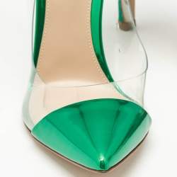Pre Owned Gianvito Rossi Metallic Green Leather and PVC Plexi Pumps Size 38.5