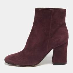 Pre Owned Gianvito Rossi Burgundy Suede Joelle Ankle Boots Size 36.5