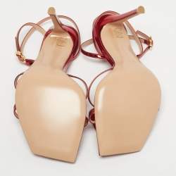 Pre Owned Gianvito Rossi Metallic Red Leather Jaipur Sandals Size 38