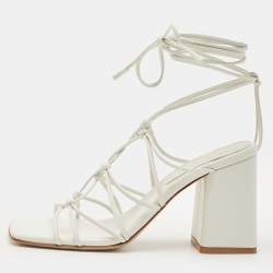 Pre Owned Gianvito Rossi White Leather Minas Sandals Size 40.5