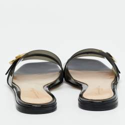 Pre Owned Gianvito Rossi Black PVC and Patent Leather Gemini Flat Slides Size 36