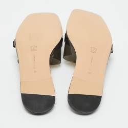 Pre Owned Gianvito Rossi Black PVC and Patent Leather Gemini Flat Slides Size 36